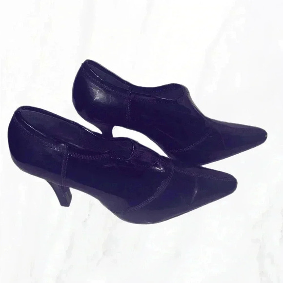 Tahari day 2 nite blck slip on trendy patent leather stretch upper pointed toe 8 - Picture 3 of 4